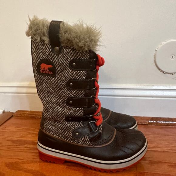 Sorel Tofino Tall Herringbone Fur Winter Boots Women's Sz 6.5 - Picture 4 of 11